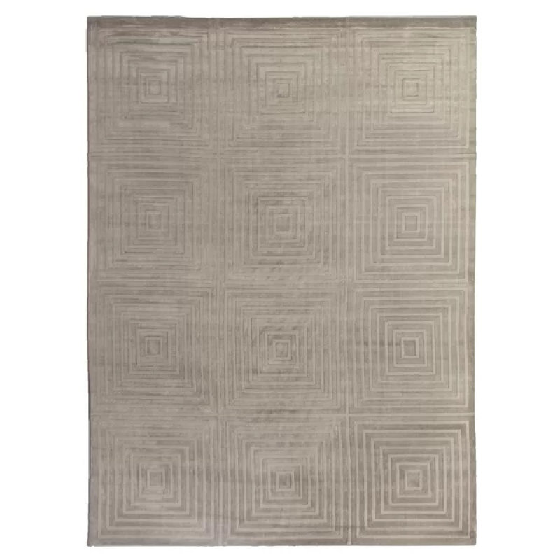 Dove Embossed Geometric Area Rug in Silver, Rectangle 6' x 9'