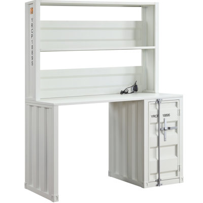 White Finish Writing Desk W/Hutch