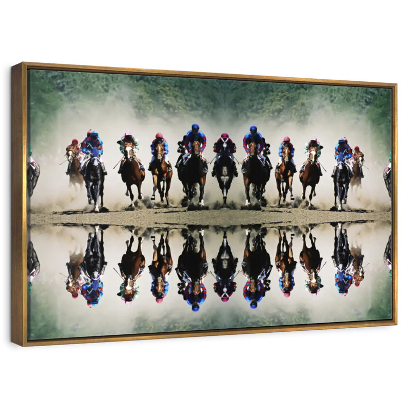 Sport de course de chevaux, Cadre flottant doré, 43 po x 29 po