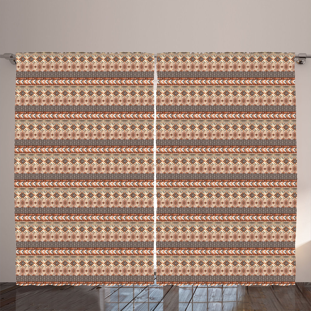 Rustic curtain, traditional chevron arrow, ethnic, dark cocoa redwood