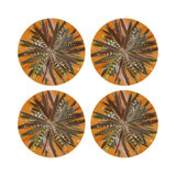 Pheasant Feathers Vegan Leather Round Pebble Placemat