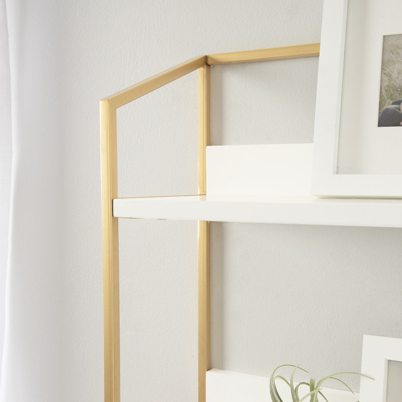 Vivendel Interiors Tiered Wall Shelf 18X28x6.5, White/Gold