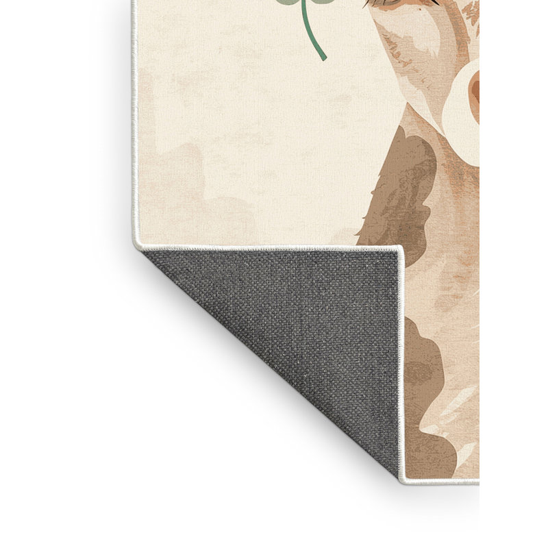 Soft Plush Fairweather St Patties Modern & Contemporary Abstract Area Rug in Beige – White Binding, 2x4