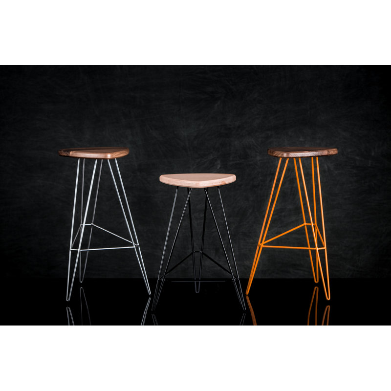 Madison Counter Stool with Metal Frame, Orange, Maple, Bar Stool (30" Seat Height)