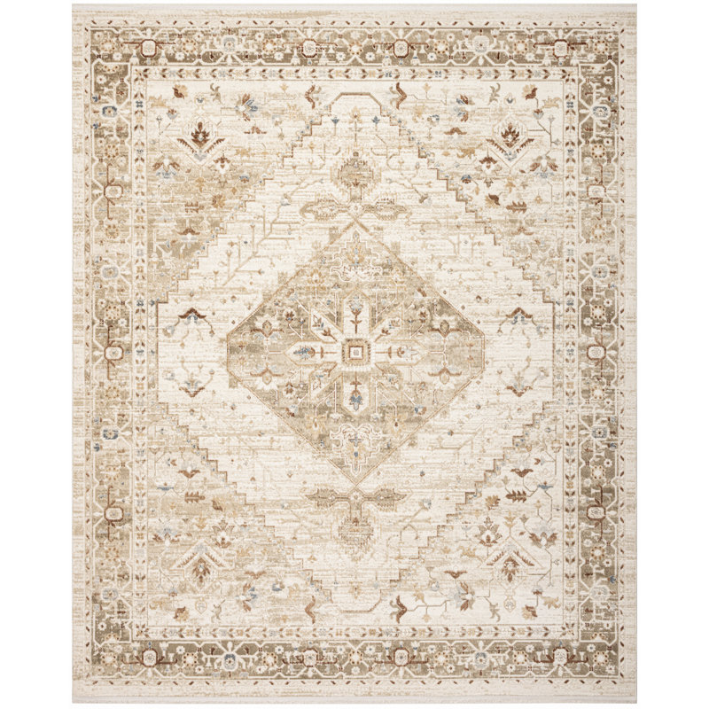 Tapis d'intérieur ivoire taupe 7 pi 10 po x 9 pi 10 po Nourison Pardis, Rectangle 7 pi 10 po x 9 pi 10 po