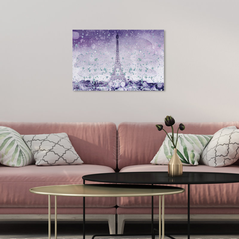 Paillettes mauve, impression sur toile tendue eiffel, H 10 po x l 15 po x P 1,5 po, Toile tendue