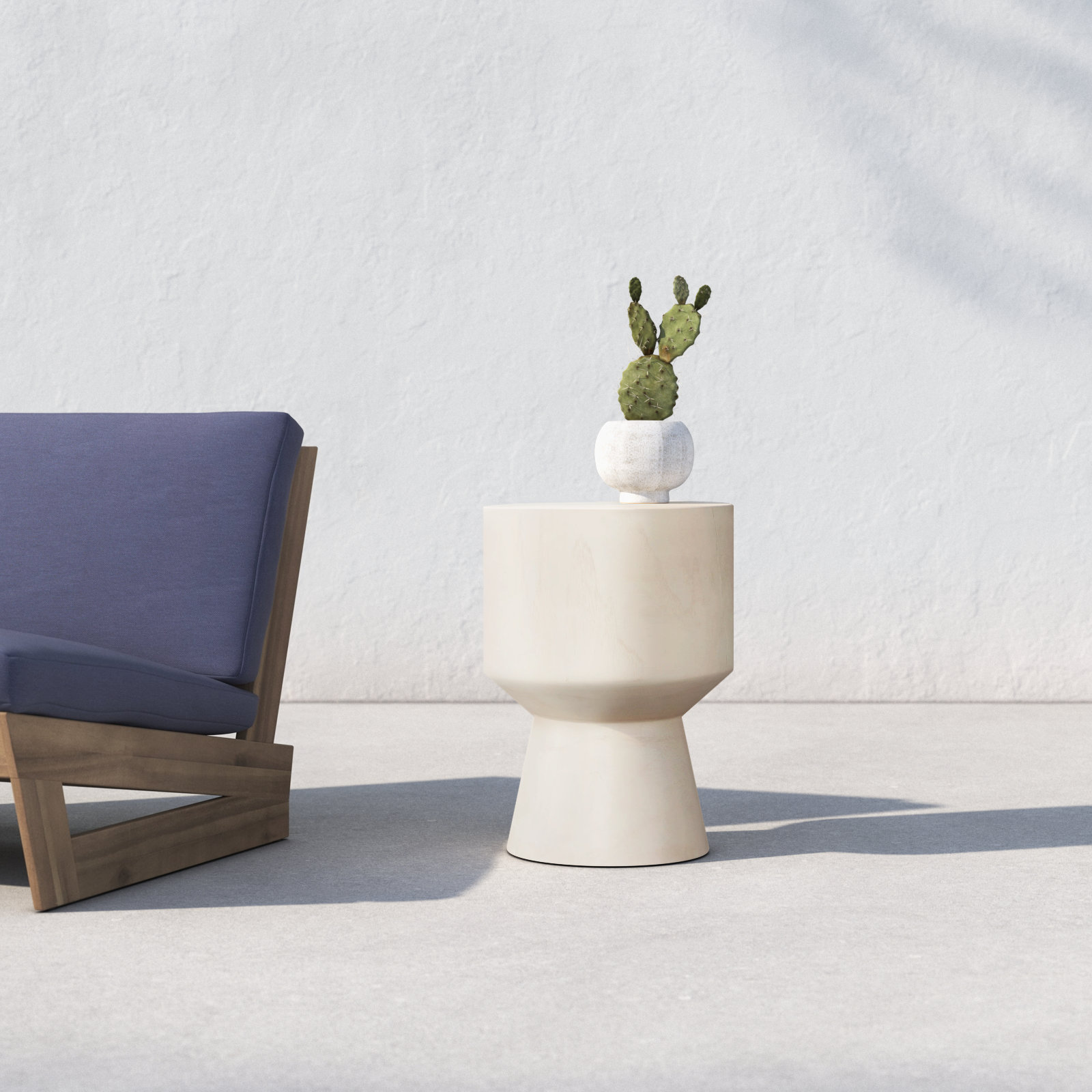 Lecce 13'' Teak Outdoor Side Table, Ivory Teak