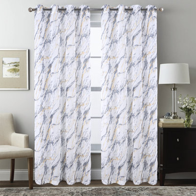 Marble Metallic Semi Sheer Window Curtain Panel