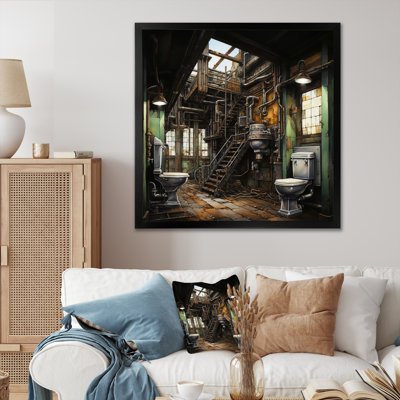 Toilet Industrial Elegance Mixed II - Bath & Laundry Wall Decor