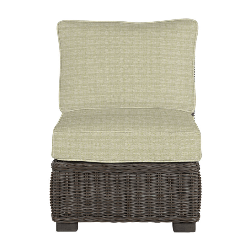 Fauteuil de chambre modulaire rustique tissé noyer noir, Welt, Noir noyer, Sunbrella® argent Verona