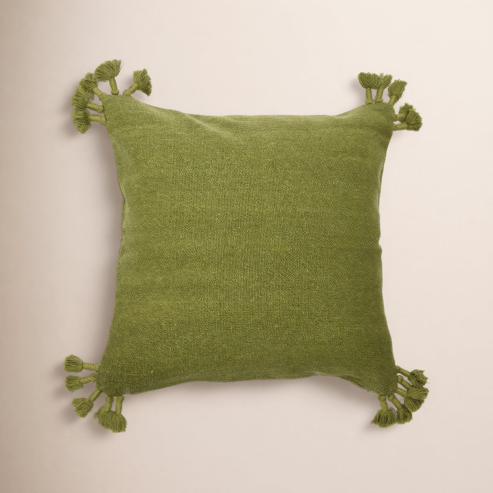 Almerton Tassels Cotton Throw Pillow, Green, Pillow Cover Only - No Insert