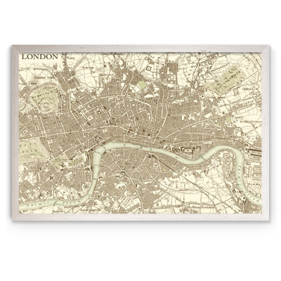 «Custom Sepia Map of London» par Paul Cezanne - impression encadrée