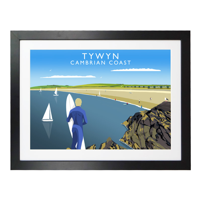 'Tywyn' by Richard O'Neil - Print, Black Wood Frame, 33.5 cm H x 43.5 cm W x 2.2 cm D