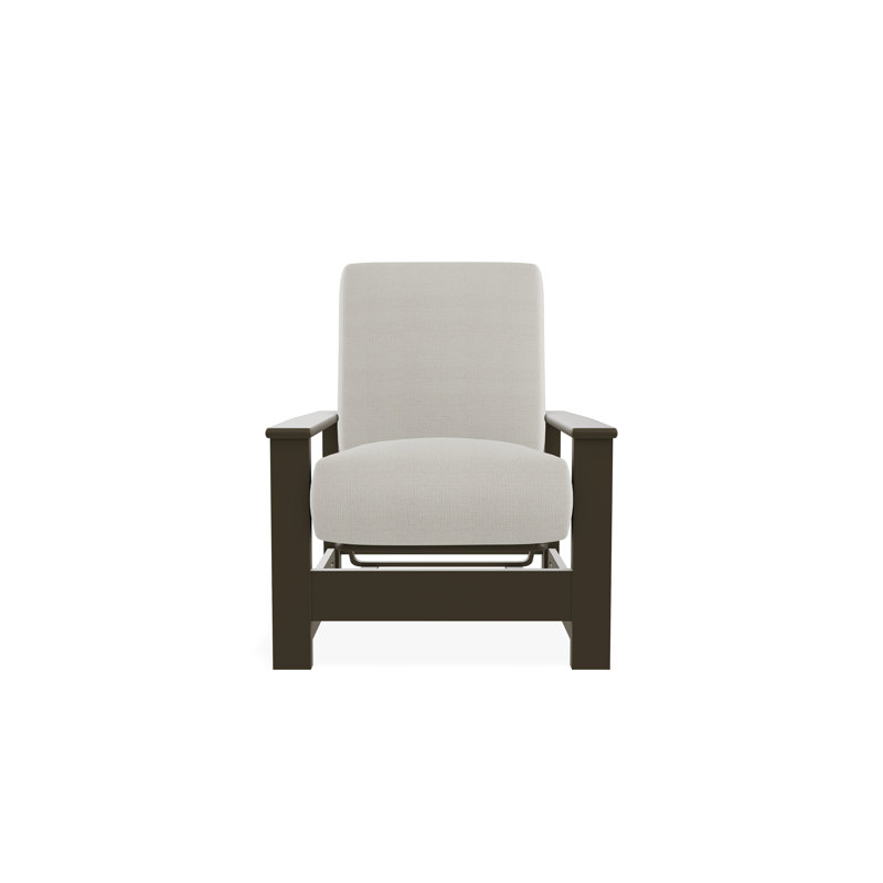 Leeward Marine Grade Polymer Deep Seating Cushion Arm Chair with Hidden Motion, Beachwood, Grasscloth Buff