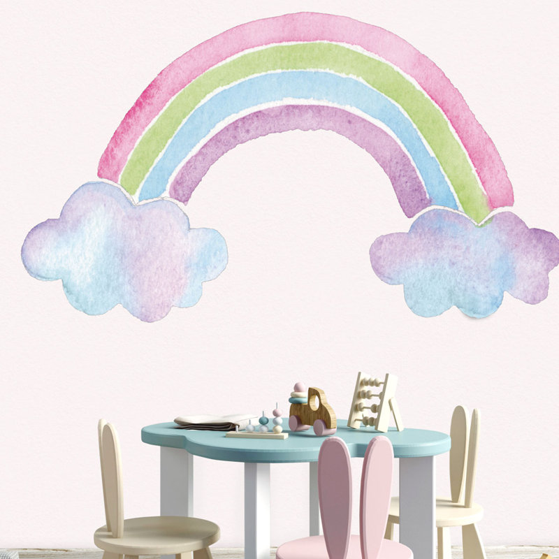 Watercolour Rainbow Wall Sticker, 58cm H x 100cm W
