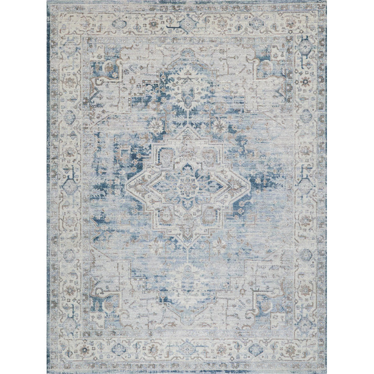 Vintage Looms Blue/Beige Polyester powerloom Area Rug