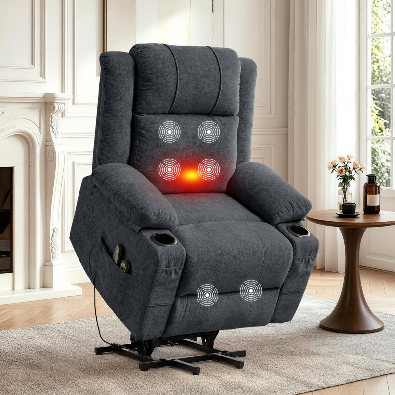 Power Lift Recliner Chair for Elderly with Massage and Heat,Electric Lift Reclining Chair with Side Pockets and Cup Holders,Massage Recliner Chair for Living Room