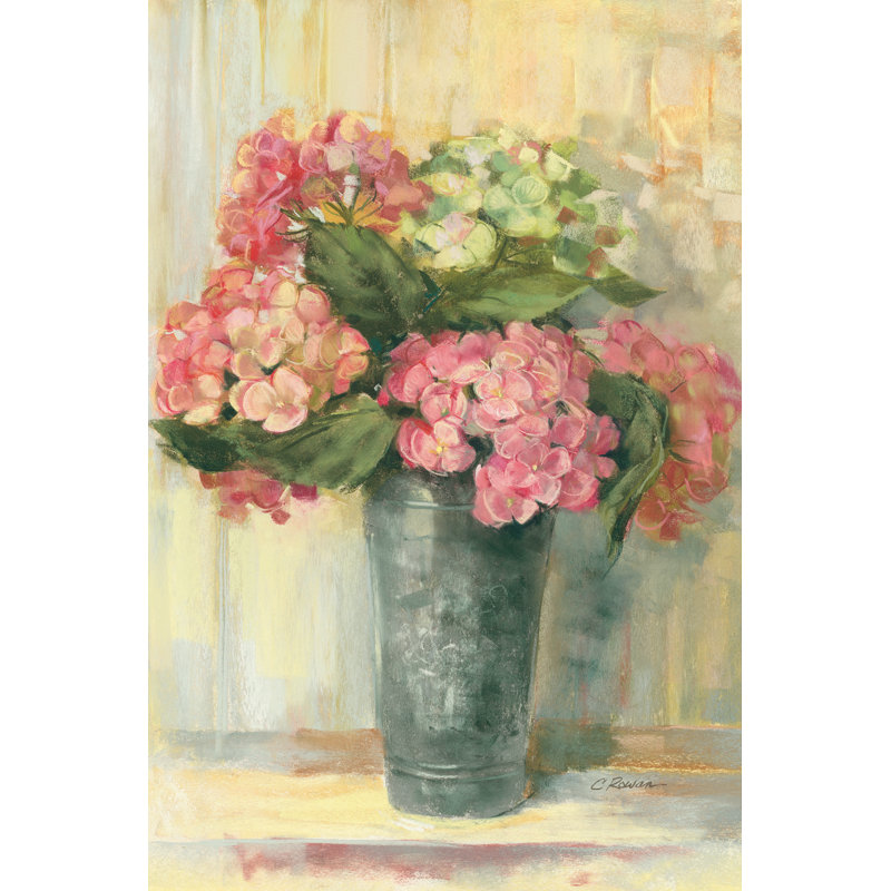«Pink Hydrangea» par Carol Rowan, reproduction d'art sur toile tendue, H 48 po x l 32 po