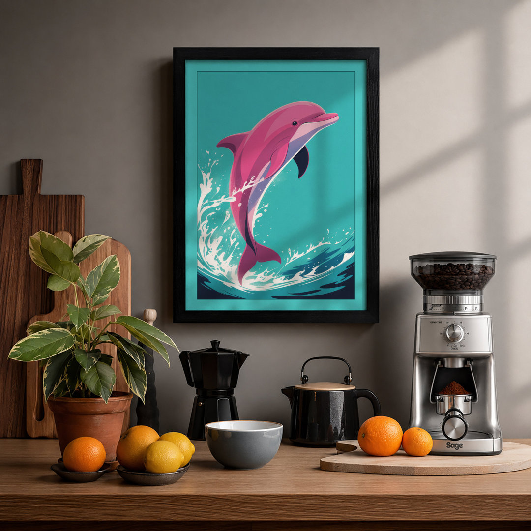 Leaping Dolphin Coastal - Framed Print