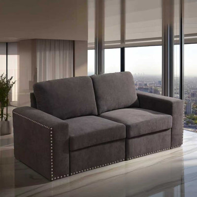 Leshanda Brown Flannel Living Room Module 2 Seat Sofa