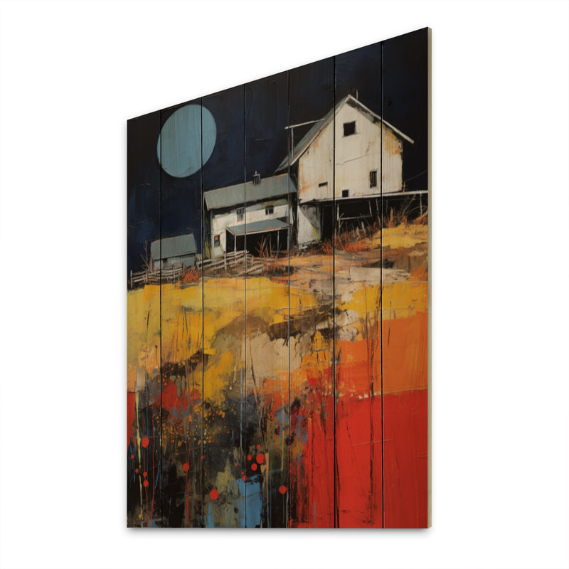 «Farmhouse Abstract Agarian» sur impression sur bois, H 20 po x l 10 po x P 0,78 po