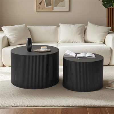 Ensemble de table basse gigogne à rayures Wave pour salon, chambre à coucher (ensemble de 2 pièces)