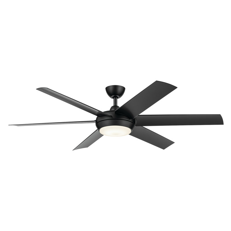 60 Inch Mint Ceiling Fan with Glass Diffuser, Satin Black with Satin Black Blades