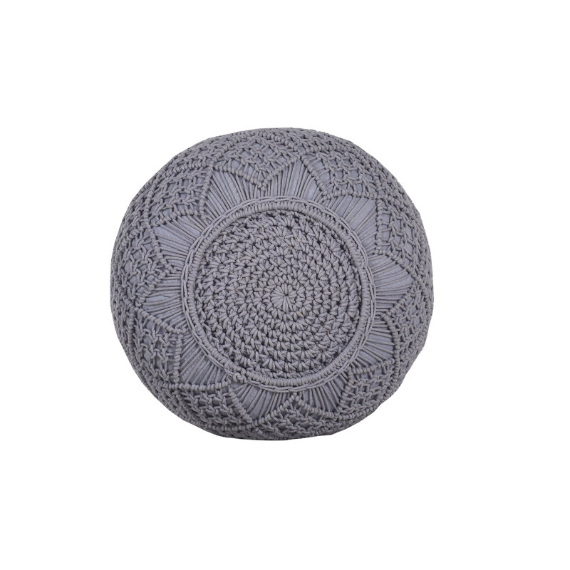 Burchill 50cm Wide Round Solid Colour Pouffe Ottoman, Dark Grey