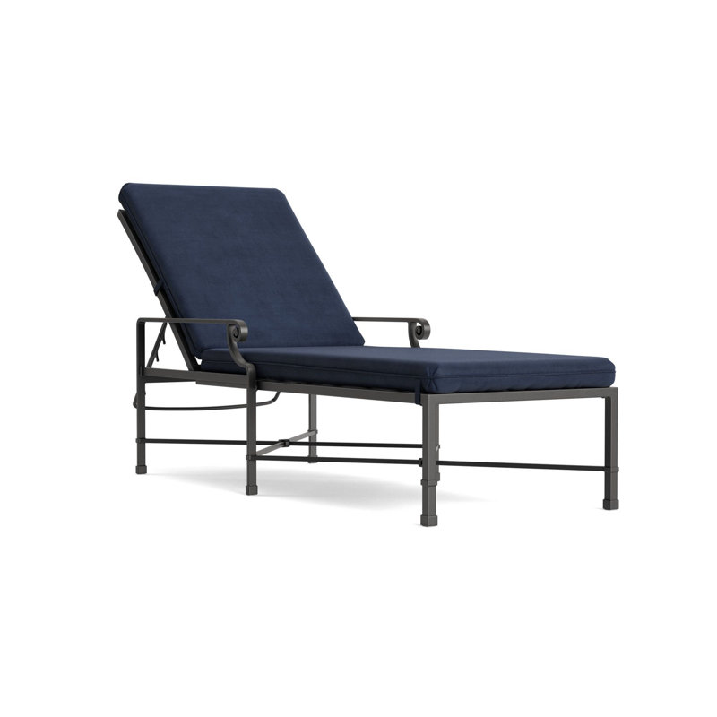 Venetian Outdoor Chaise Lounge, Textured Pewter, Fusion Neptune