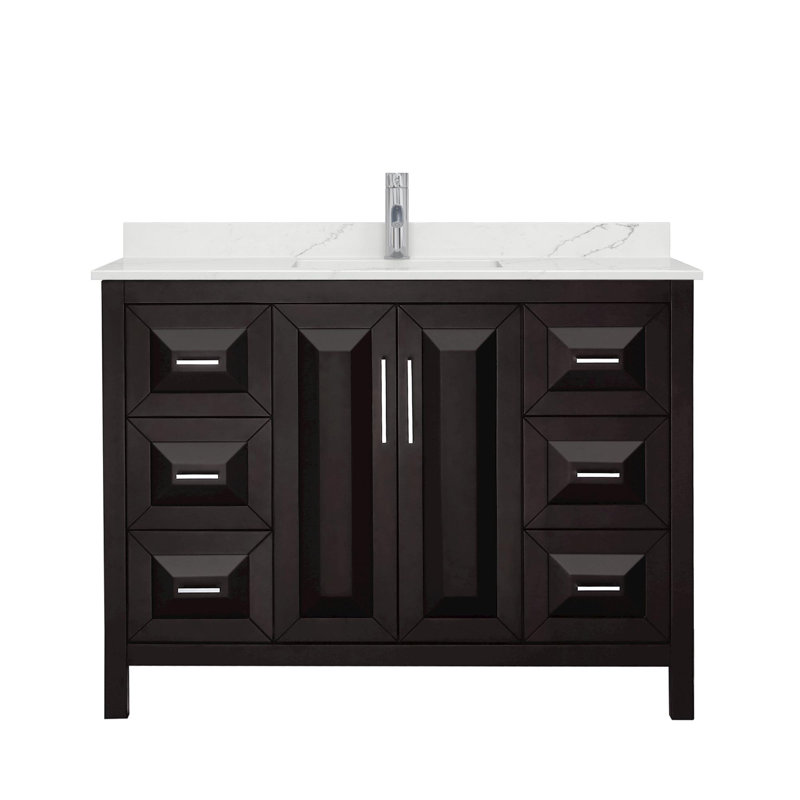 Daria 48 in. Vanity, White Quartz, Brown, Polished Chrome
