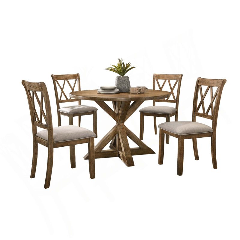 Casarah 4 - Person Pedestal Dining Set, Natural Wood