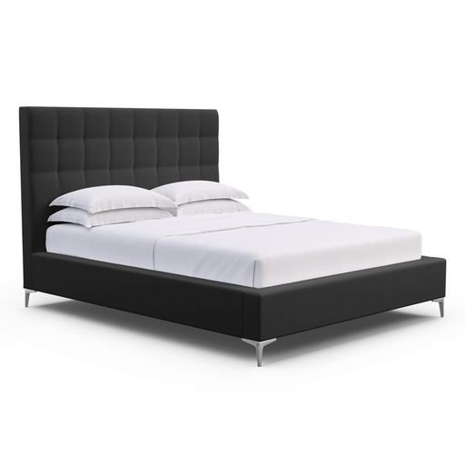 Bryant Upholstered Bed, Plush Velvet Haze, Queen, Ebony