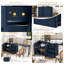 Buffet 89,7 po en bois bleu marine avec table de salle à manger extensible, armoire de rangement multifonctionnelle avec 2 portes et 3 tiroirs pour le salon, la cuisine et le vestibule-2139239429