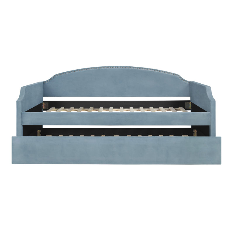 Yamna Upholstered Daybed with Trundle, Blue