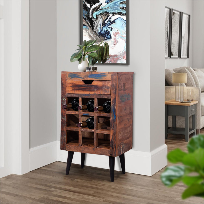 Solid Wood Wine Bottle Rack Brown