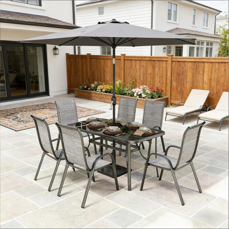 Ensemble de conversation durable, ensemble de mobilier d'extérieur, ensemble de mobilier de patio 8 pièces, Gris, Gris