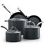 Cooks Standard Classic Nonstick Hard Anodized Cookware Set, Pots and Pans Kitchen Set Includes Saucepans, Stockpot, Frying Pans, Lids, Not Induction, 8-Piece, Black