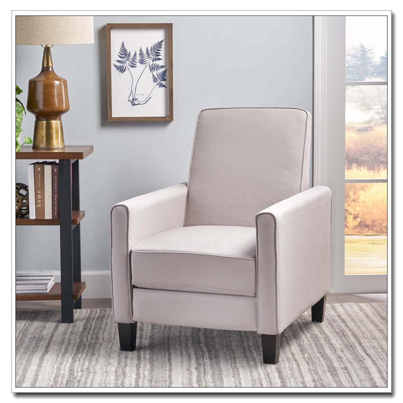 Fauteuil inclinable rembourré 27,5 po avec pieds en hêtre massif, polyester, Gris
