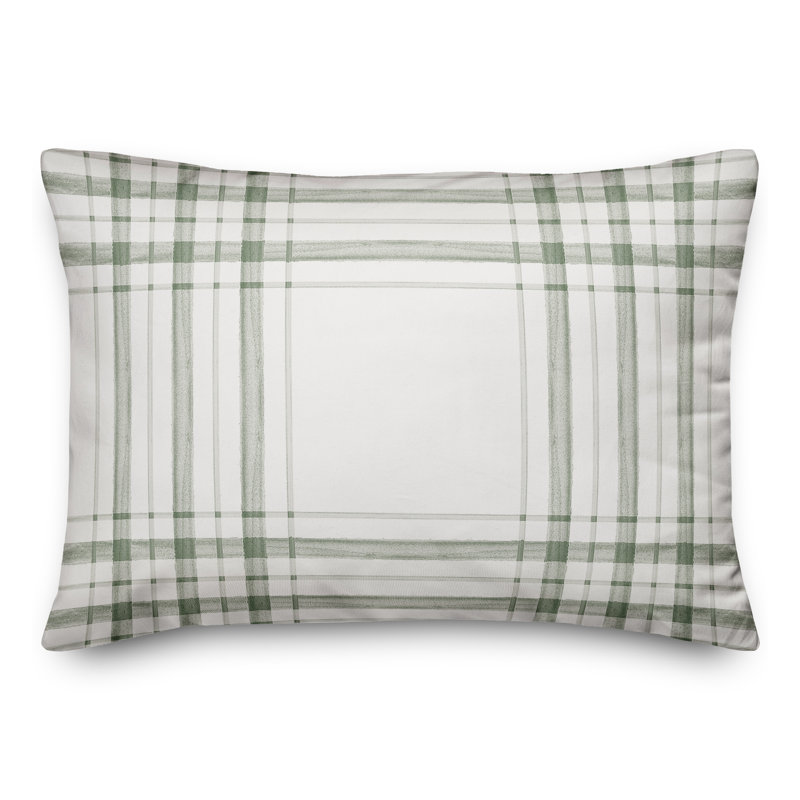 Plaid Outdoor Throw Pillow, Green