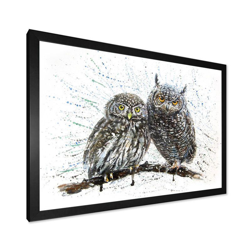 Little Owls Bird - reproduction sur toile avec cadre flottant, Cadre noir, H 8 po x l 12 po x P 1 po