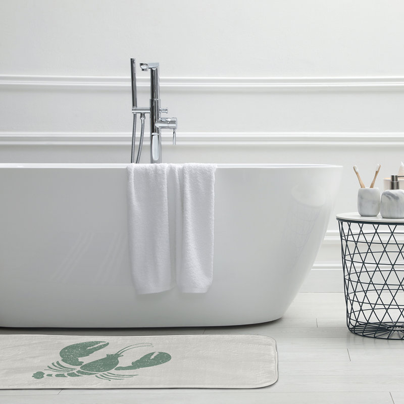 Tapis de bain Nautical Nights, L 17 po x L 24 po, Vert/blanc