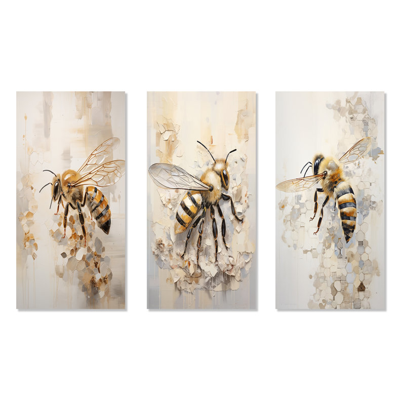 Minimalisme buzzing abeille, H 28 po x l 36 po, Toile tendue