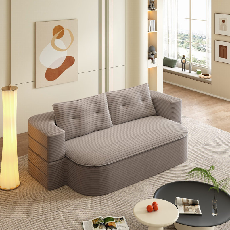Canapé moderne pliable 2-en-1 avec couverture fonctionnelle et 2 coussins moelleux Boneless, Café