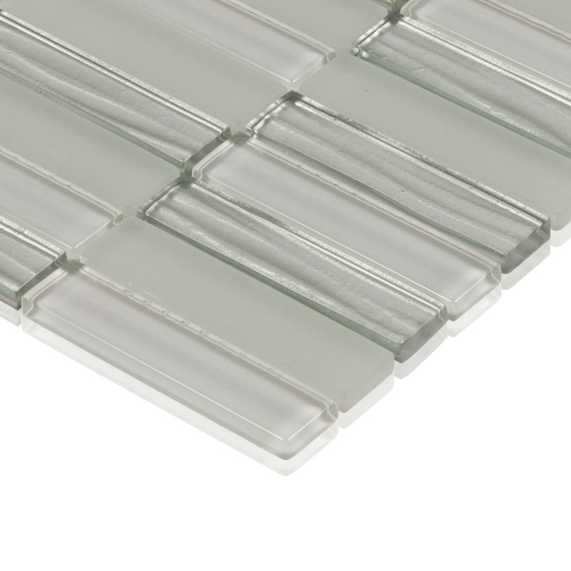1" x 4" Glass Mosaic Wall Tile, Gray