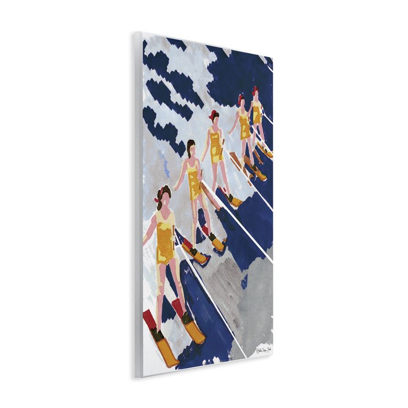 «Retro Waterski Women» par Stellar Design Studio, Plaque murale, H 15 po x l 10 po x P 0,5 po