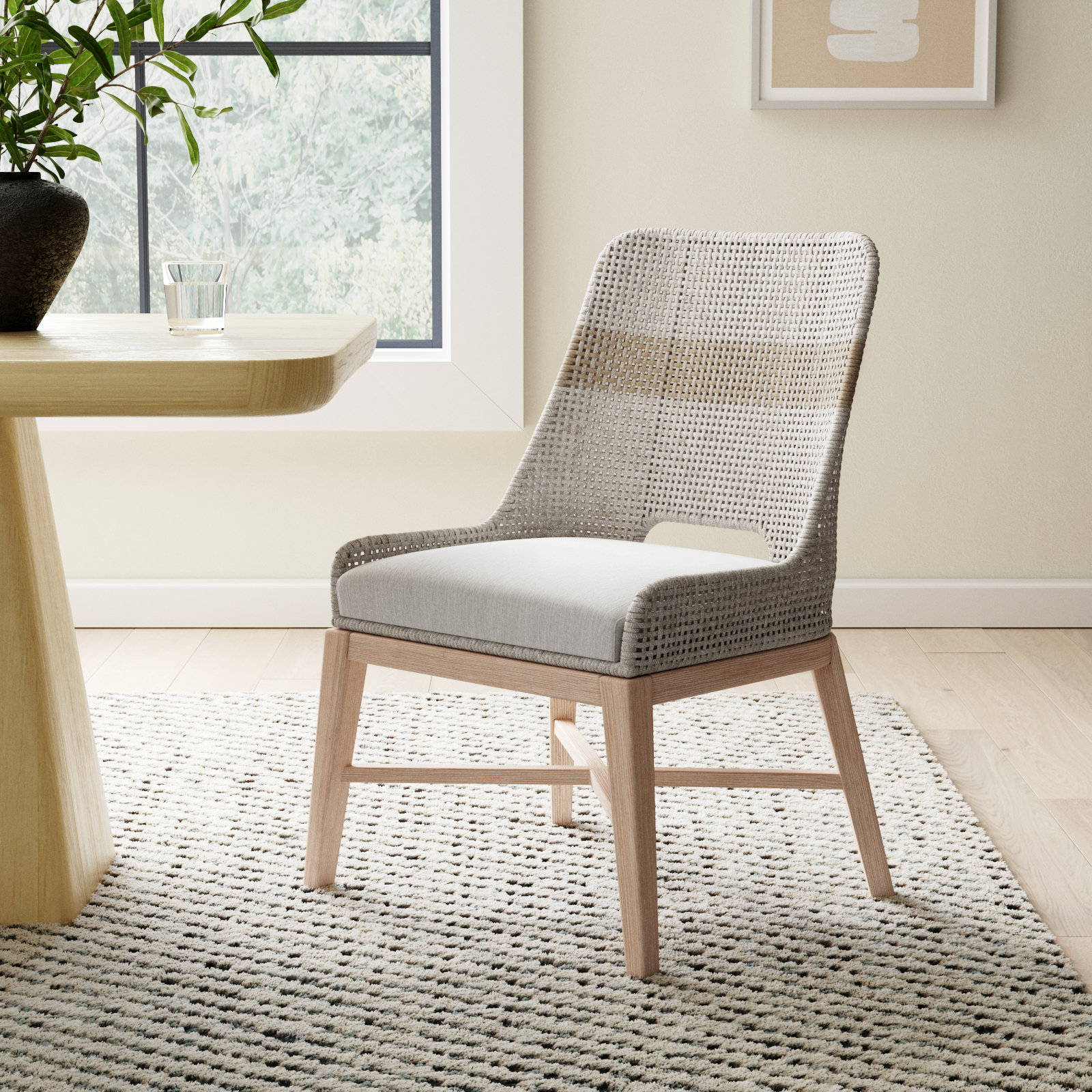 Bowker Side Chair, Taupe/White