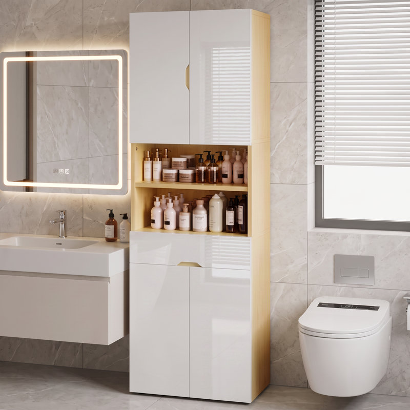 Freestanding 60cm W Bathroom Storage Cabinet, Light Oak