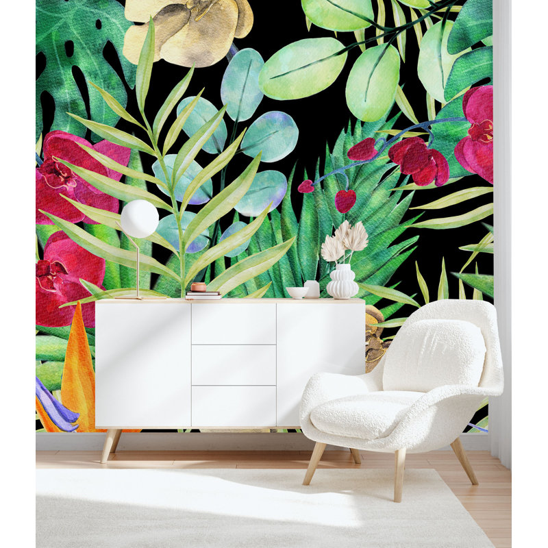 Murale feuilles exotiques Kelecik, L 100 po x L 100 po