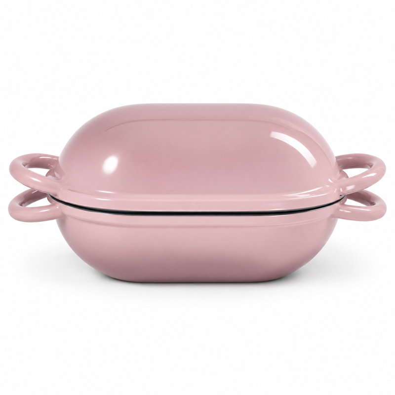 COSTASKF 5 qt. Non-Stick Enameled Cast Iron Oval Dutch Oven with Lid, Rose