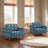 Damesha 40" Modern Fabric Armchair with Wooden Legs and High-Density Foam Cushion, Geometric Pattern Upholstery